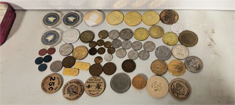 Tin Of Tokens & Coins