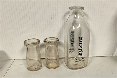 Milk Bottle And 2 Cream Bottles