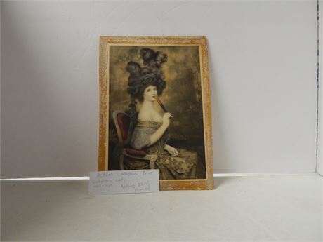 1900-1904 Wood Framed Alfred Campbell Victorian Lady Print.