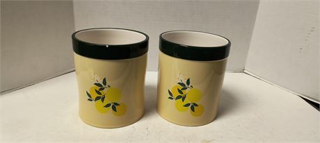 2 Lemon & Floral Utensil Crock