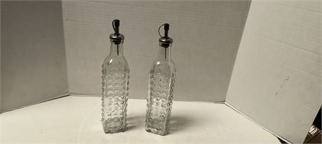 2 Glass Decorative Oil Bottles