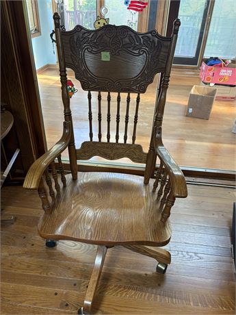 Vintage Wood Chair, Wheeled