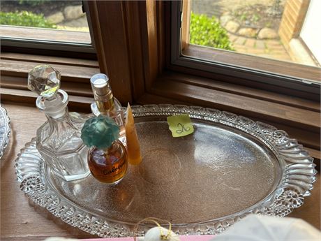 Glass Platter, Perfume Bottles
