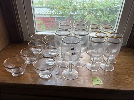 Glassware, Gold Rim