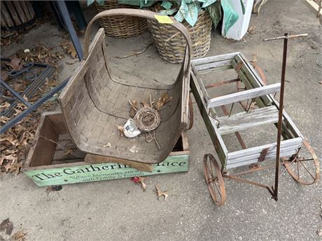 Wood wagon, Basket, Decor Box