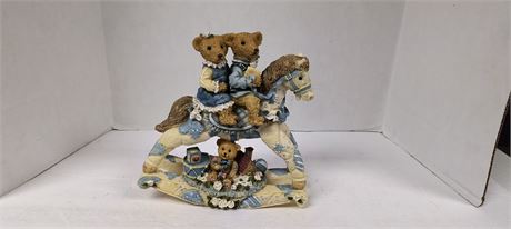 Teddy Bears On Rocking Horse Statue