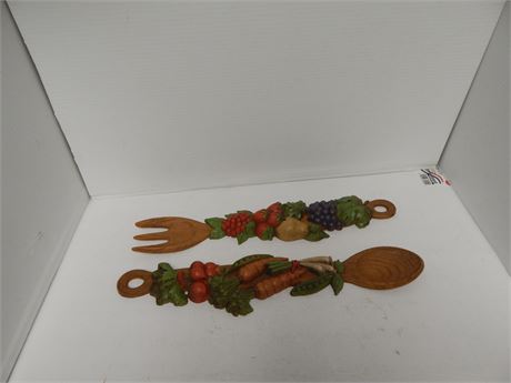 Vintage Wood Spoon & Fork Wall Decor