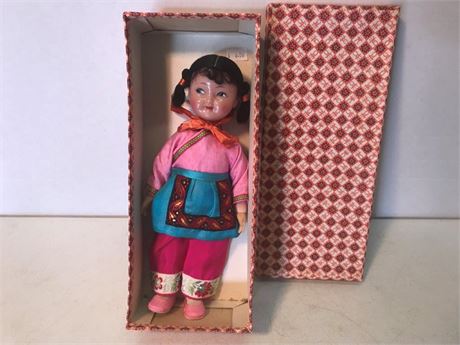 Vintage Chinese Folk Doll in Original Box