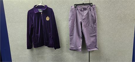 Gloria Vanderbilt Capri Pants. Size 12 & Ralph Lauren Zipper Sweat Shirt.Size 2X