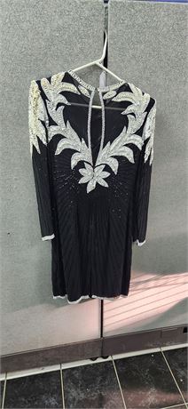 Vintage Black & White Formal Sequin Dress