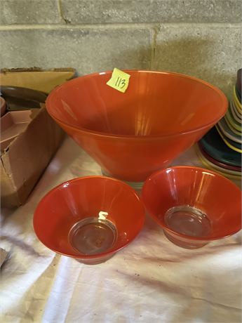 Vintage Glass Large and Small Bowls