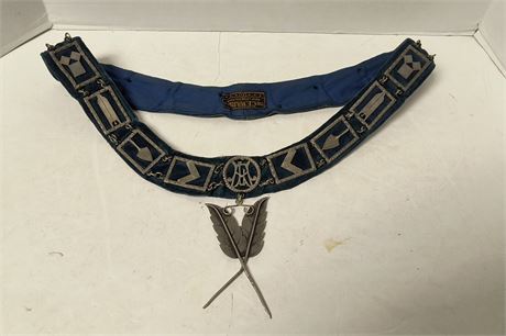 Masonic Blue Lodge Officer Chain Collar With Leaves