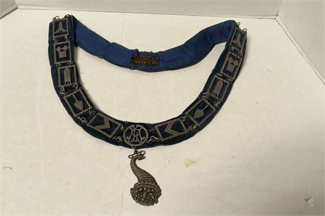 Masonic Blue Lodge Officer Junior Steward Apron Silver Chain Collar And Jewel