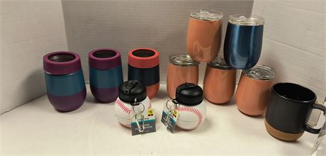 Flat Of Various Water Bottles & Can Coolers