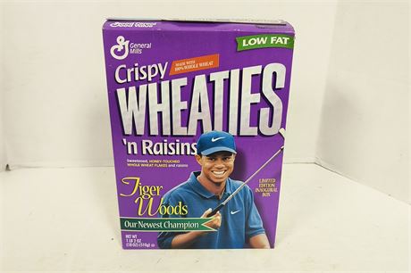 Sealed Wheaties Cereal Box With Tiger Woods On Front Of Box