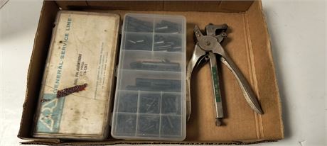 Vintage Handheld Stapler & Roll Pins Assortmentr