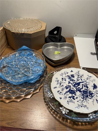 Crystal Dishes, Plates, Heart Pans