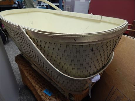 Vintage Bassinet With Original Vinyl Pad & Skirting