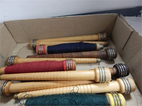 Vintage Wooden Industrial Bobbins
