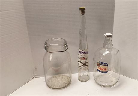 Vintage Glass Jars. One Has Chip In Rim