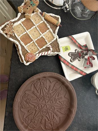 Hartstone, Gingerbread Man Bakeware, Hallmark Plate