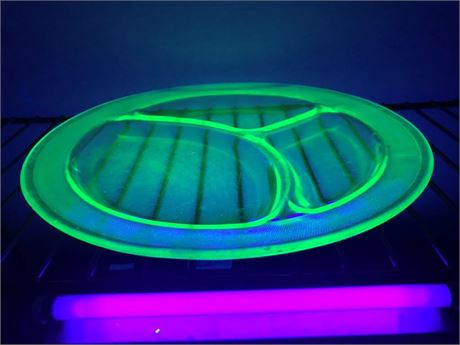 Uranium Glass Divided Dish