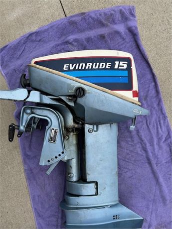 Evinrude 15 HP Outboard Motor - Untested - As - Is condition