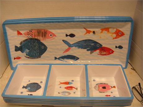 Flat Of Plastic Serving Tray & Divided Serving Trays