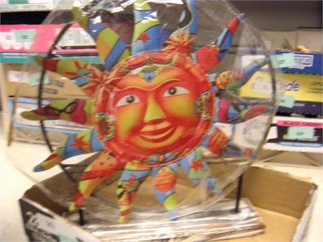 Decorative Metal Sun Statue With Base