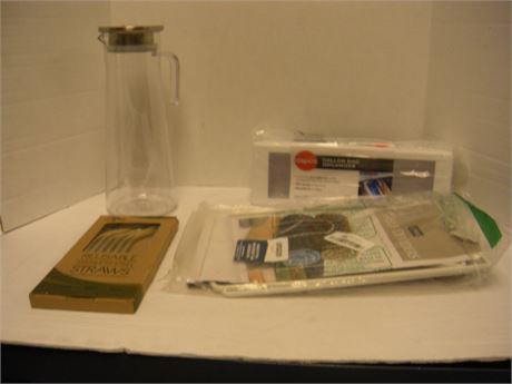 Stainless Steel Straws & Shelf Dividers & Gallon Bag Organizer & Glass Water Jug