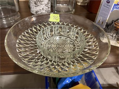Crystal Serving Plate and Bowl