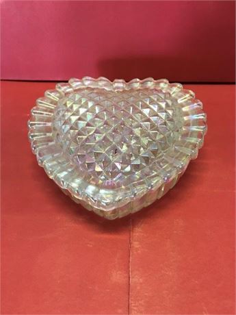 Opalescent Glass Heart Trinket Box