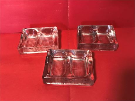 3 1920's Depression Glass Pipe & Cigar Holder Ashtray England