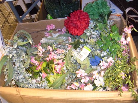 Box Of Artificial Flowers & Vines