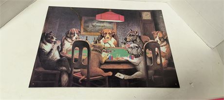 Dogs Playing Poker Metal Sign