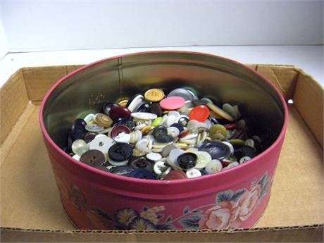 Tin Of Vintage Buttons
