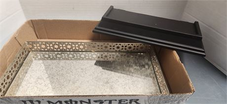 Shelf and mirrored tray