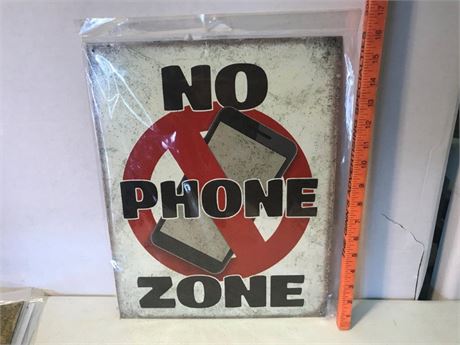 New No Phone Zone Metal Sign