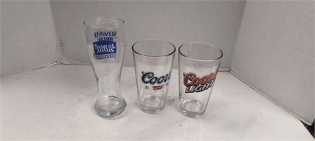 Samuel Adams & Coors Beer Glasses
