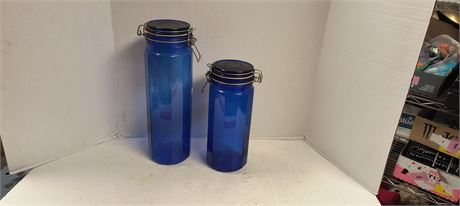 Blue Glass Storage Containers