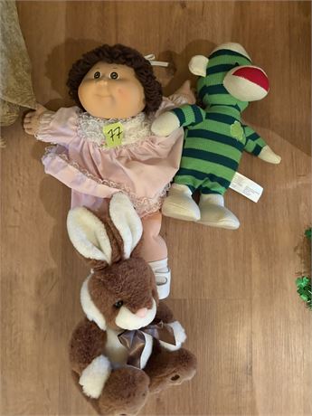 Cabbage Patch Doll and Stuffed Animals