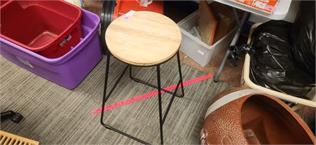 Metal Stool With Wood Seat