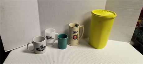 Vintage Tupperware Container & Misc. Cups