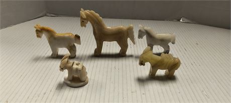 Various Carved Horse Statues