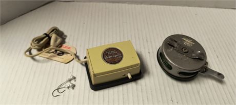 Vintage Shakespeare Fishing Reel & Second Nature Whisper 200 Aquarium Pump