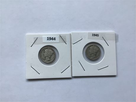 1944 &  1945 Mercury Dimes