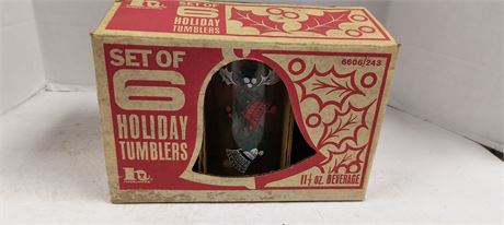 Set Of 6 Vintage Holiday Tumblers