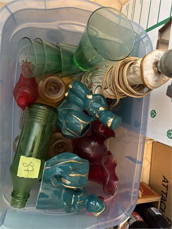 Collectible Figurines, Glassware, Vintage Lamp