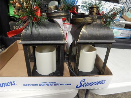 2 Decorative Lanterns With LED Battery Operated Candles