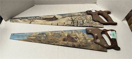 Vintage Handsaw Clock & Painted Hand Saw